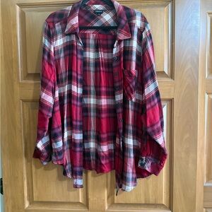 torrid Red and Black Plaid Button-Up Shirt